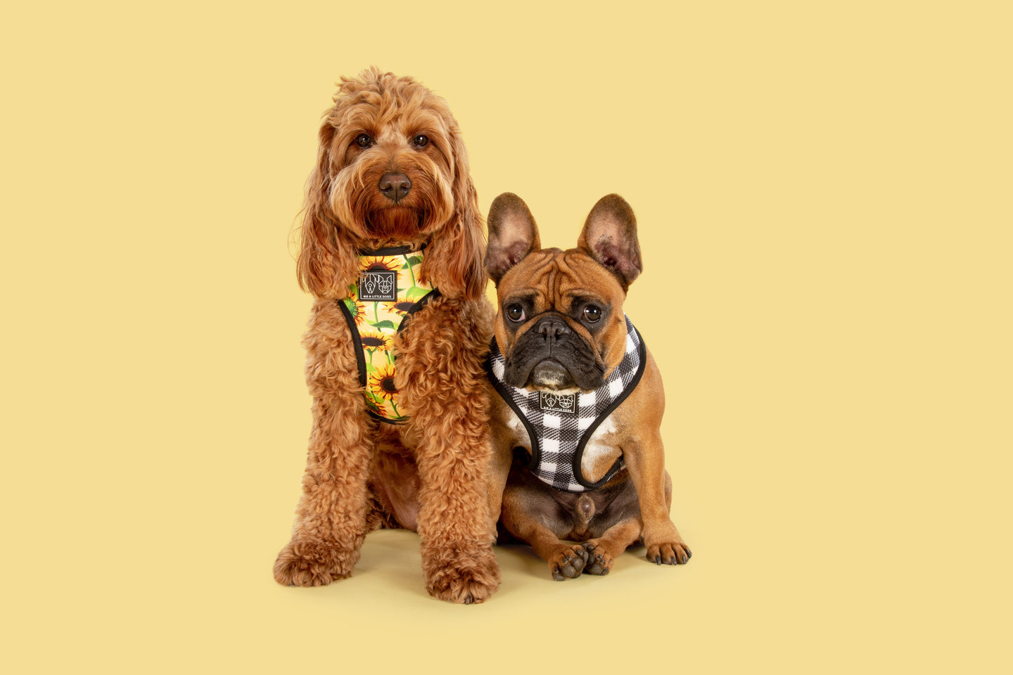 Reversible Dog Harness Sunny Vibes Sunflowers and Gingham