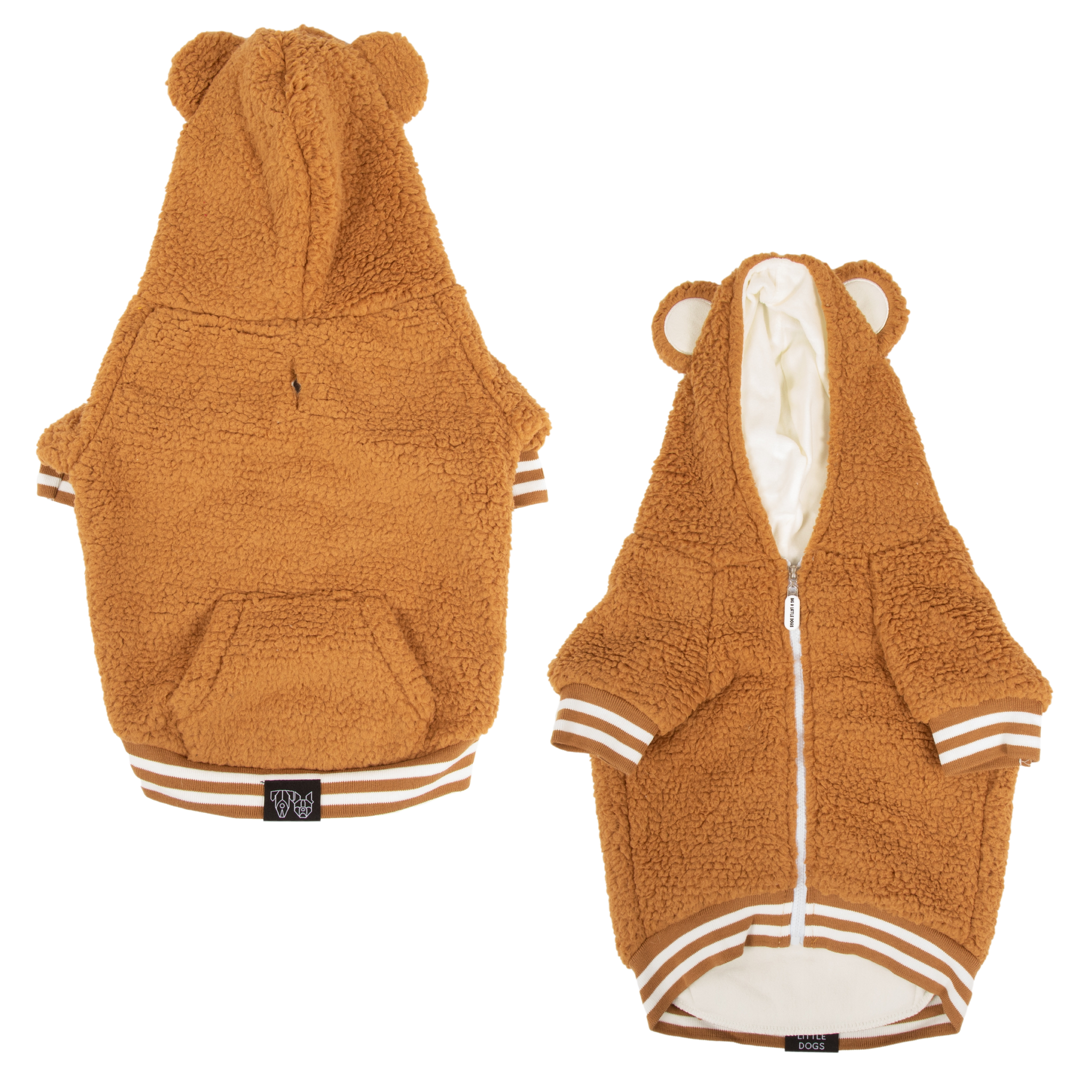 Teddy Dog Hoodie Jumper in Caramel Brown