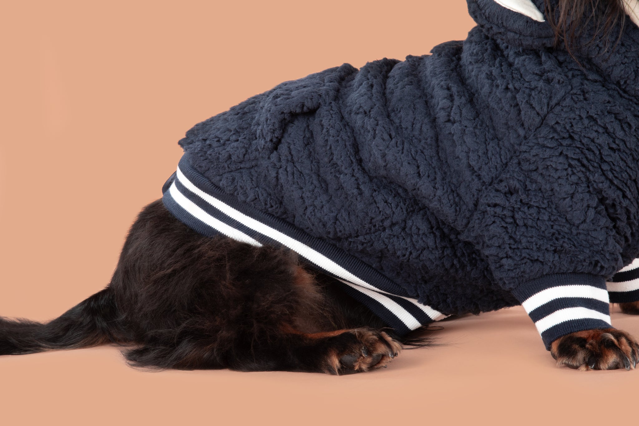 Teddy Dog Hoodie Jumper in Navy Blue