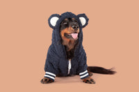 Teddy Dog Hoodie Jumper in Navy Blue