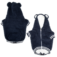 Teddy Dog Hoodie Jumper in Navy Blue