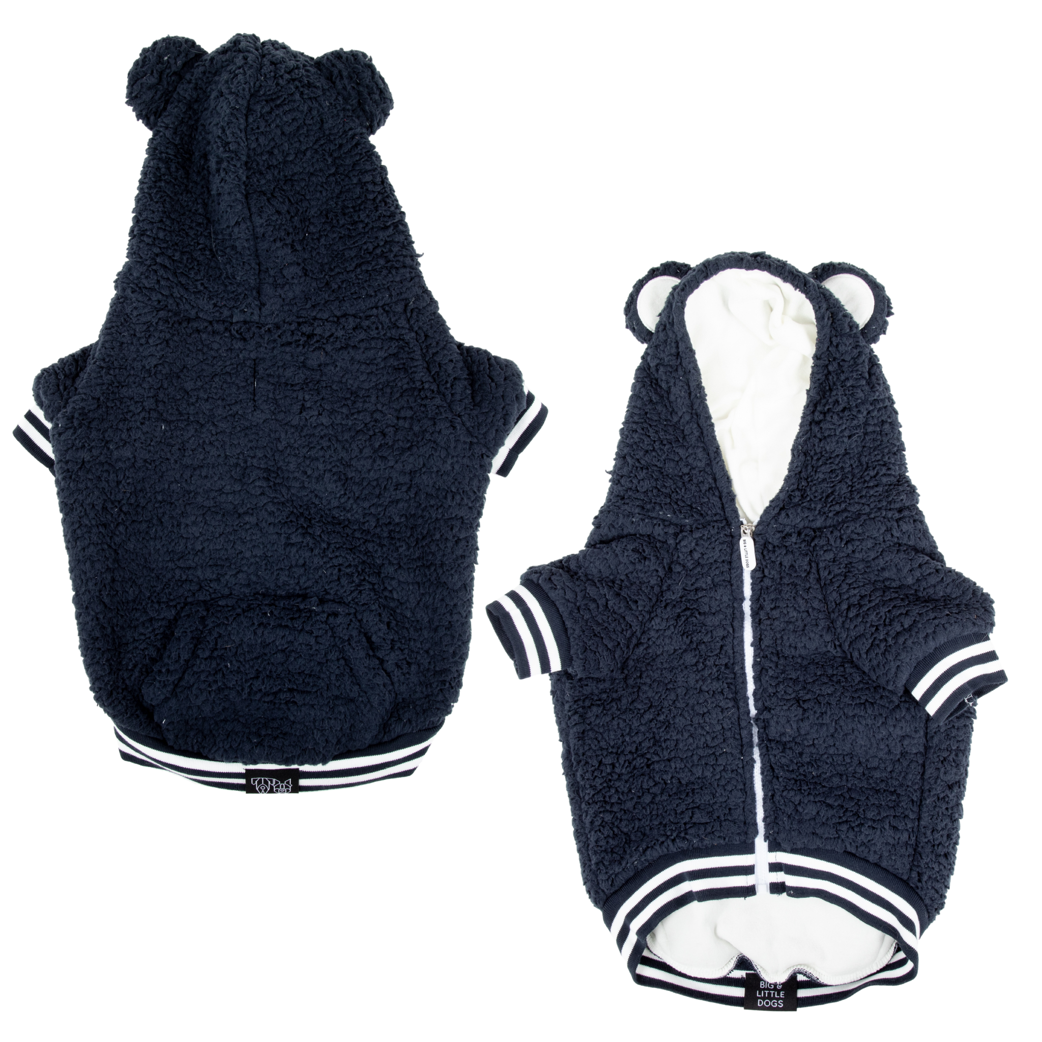 Teddy Dog Hoodie Jumper in Navy Blue