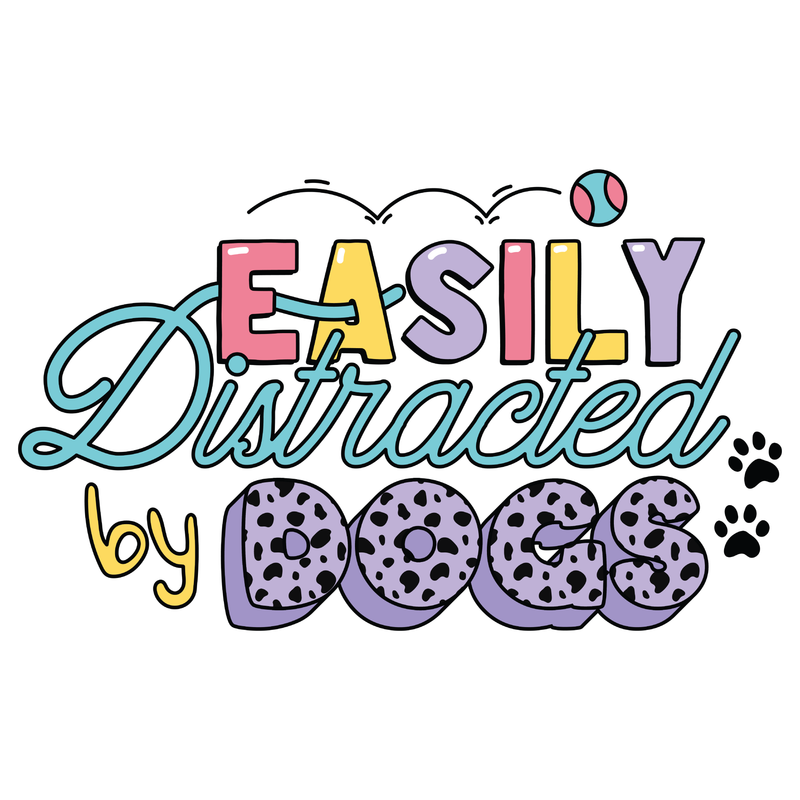 BLD LIFESTYLE CLUB TEE (Unisex Sizing): "Easily Distracted By Dogs" | Aqua (Digital Printing)