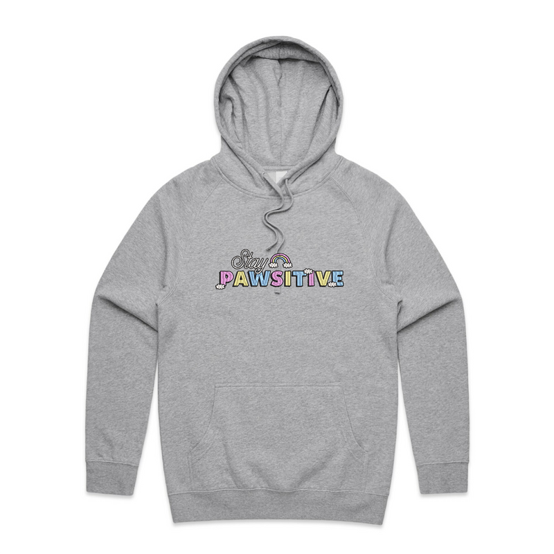 BLD LIFESTYLE CLUB HOODIE: "Stay Pawsitive" | Grey Marle (Embroidery)