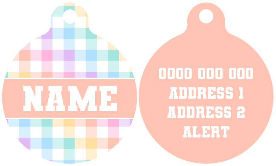 Pet ID Tag | Rainbow Gingham (Apricot)