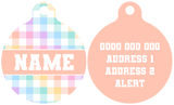 Pet ID Tag | Rainbow Gingham (Apricot)