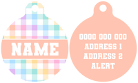 Pet ID Tag | Rainbow Gingham (Apricot)