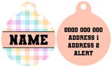 Pet ID Tag | Rainbow Gingham (Apricot)