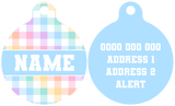 Pet ID Tag | Rainbow Gingham (Blue)