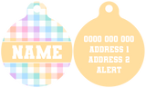 Pet ID Tag | Rainbow Gingham (Lemon)