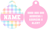 Pet ID Tag | Rainbow Gingham (Pink)