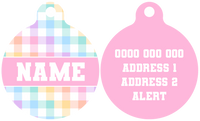 Pet ID Tag | Rainbow Gingham (Pink)