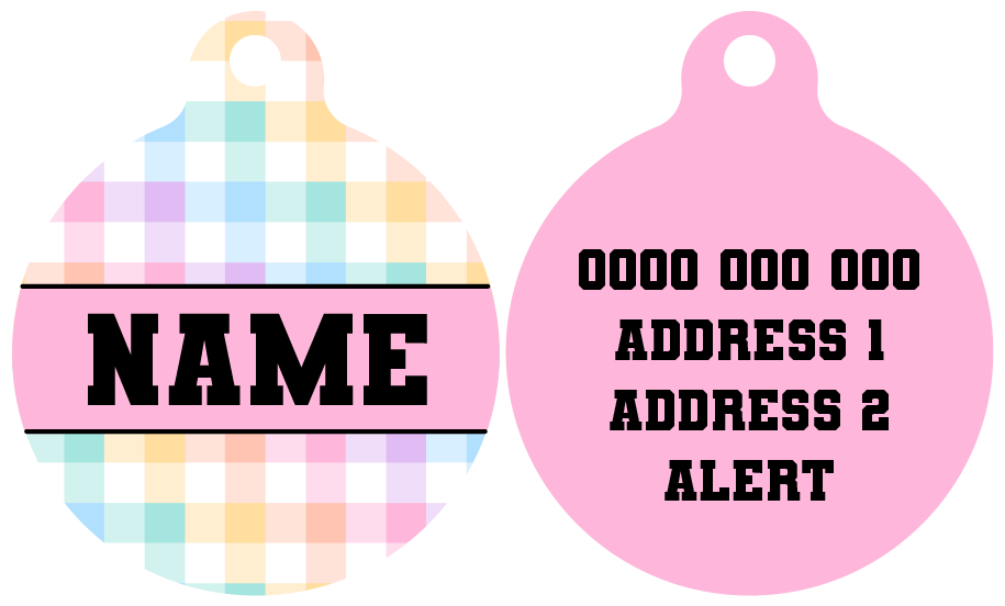 Pet ID Tag | Rainbow Gingham (Pink)