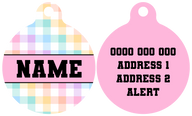 Pet ID Tag | Rainbow Gingham (Pink)