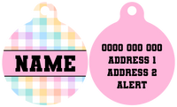 Pet ID Tag | Rainbow Gingham (Pink)