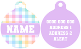 Pet ID Tag | Rainbow Gingham (Purple)