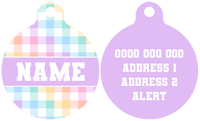 Pet ID Tag | Rainbow Gingham (Purple)