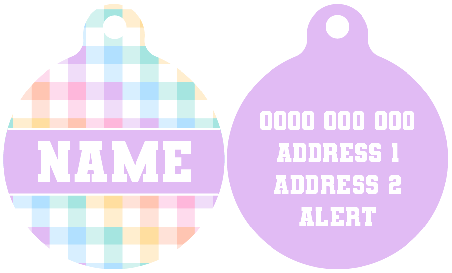 Pet ID Tag | Rainbow Gingham (Purple)