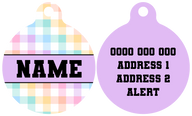 Pet ID Tag | Rainbow Gingham (Purple)