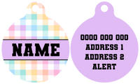 Pet ID Tag | Rainbow Gingham (Purple)