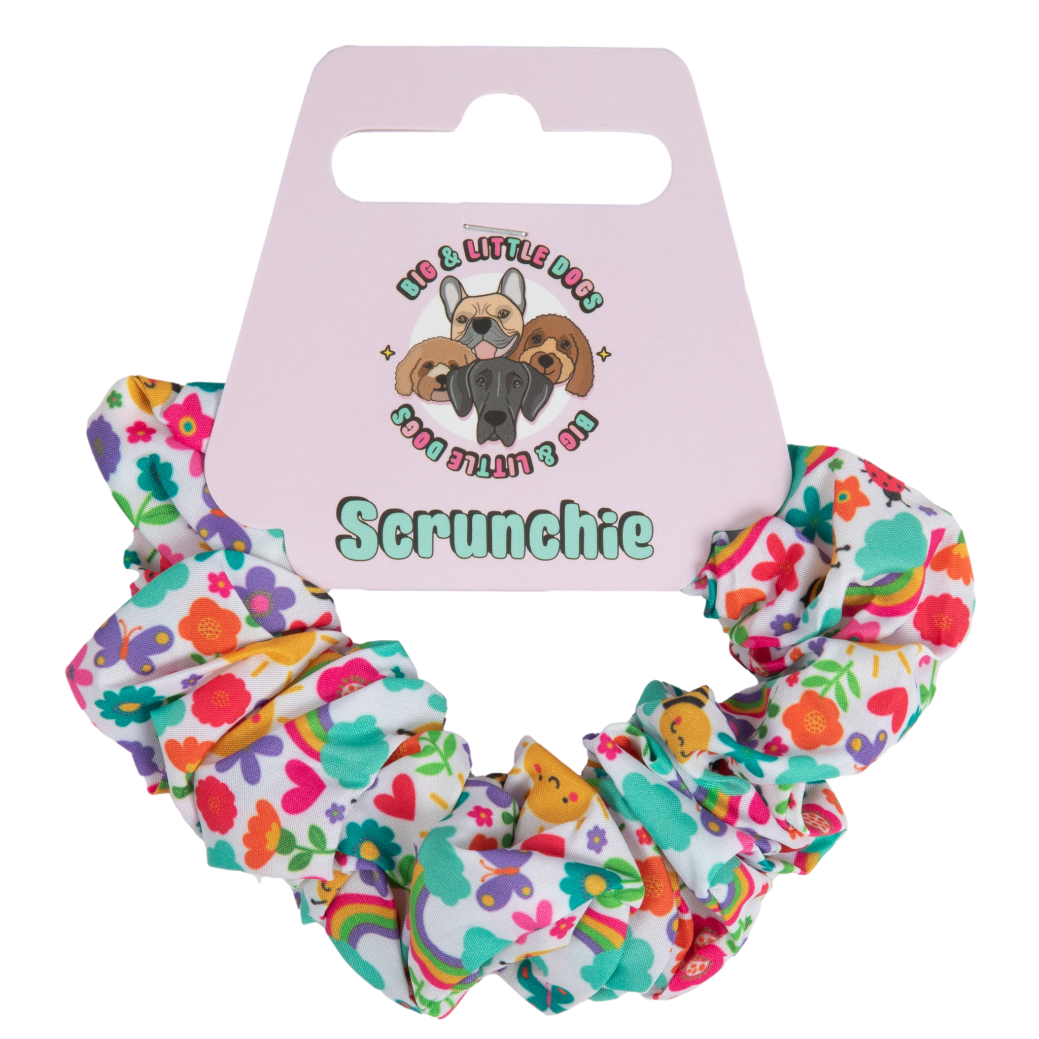 Hair Scrunchie Follow The Rainbow Rainbows Pink Sunshine Flowers Pastels Colourful Girl