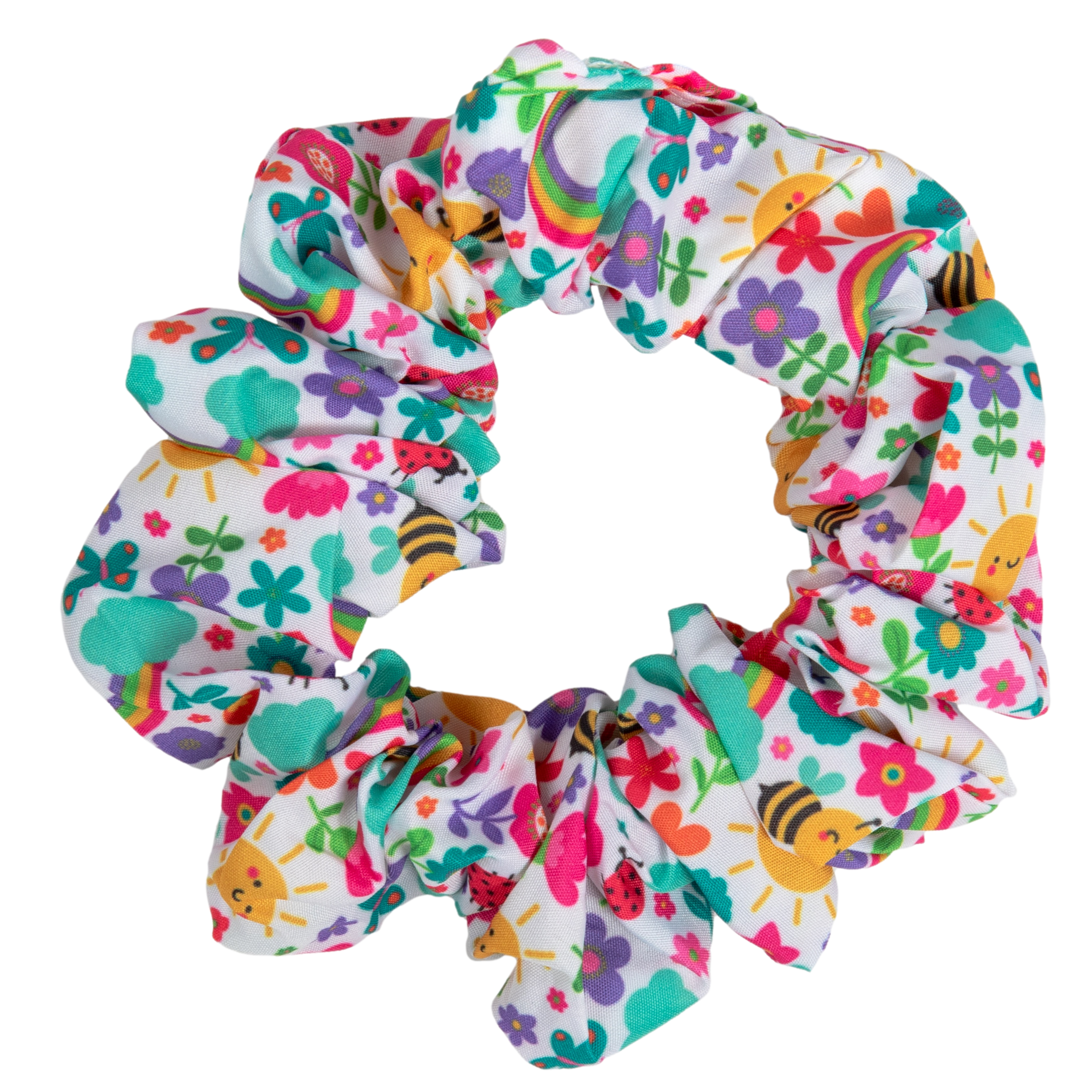 Hair Scrunchie Follow The Rainbow Rainbows Pink Sunshine Flowers Pastels Colourful Girl