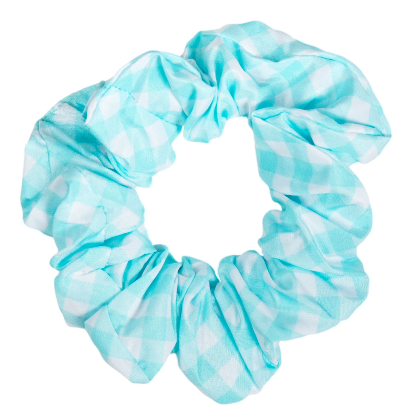 Hair Scrunchie Mint Teal Green Blue Gingham