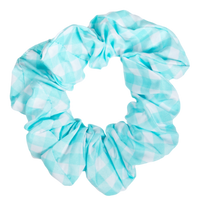 Hair Scrunchie Mint Teal Green Blue Gingham