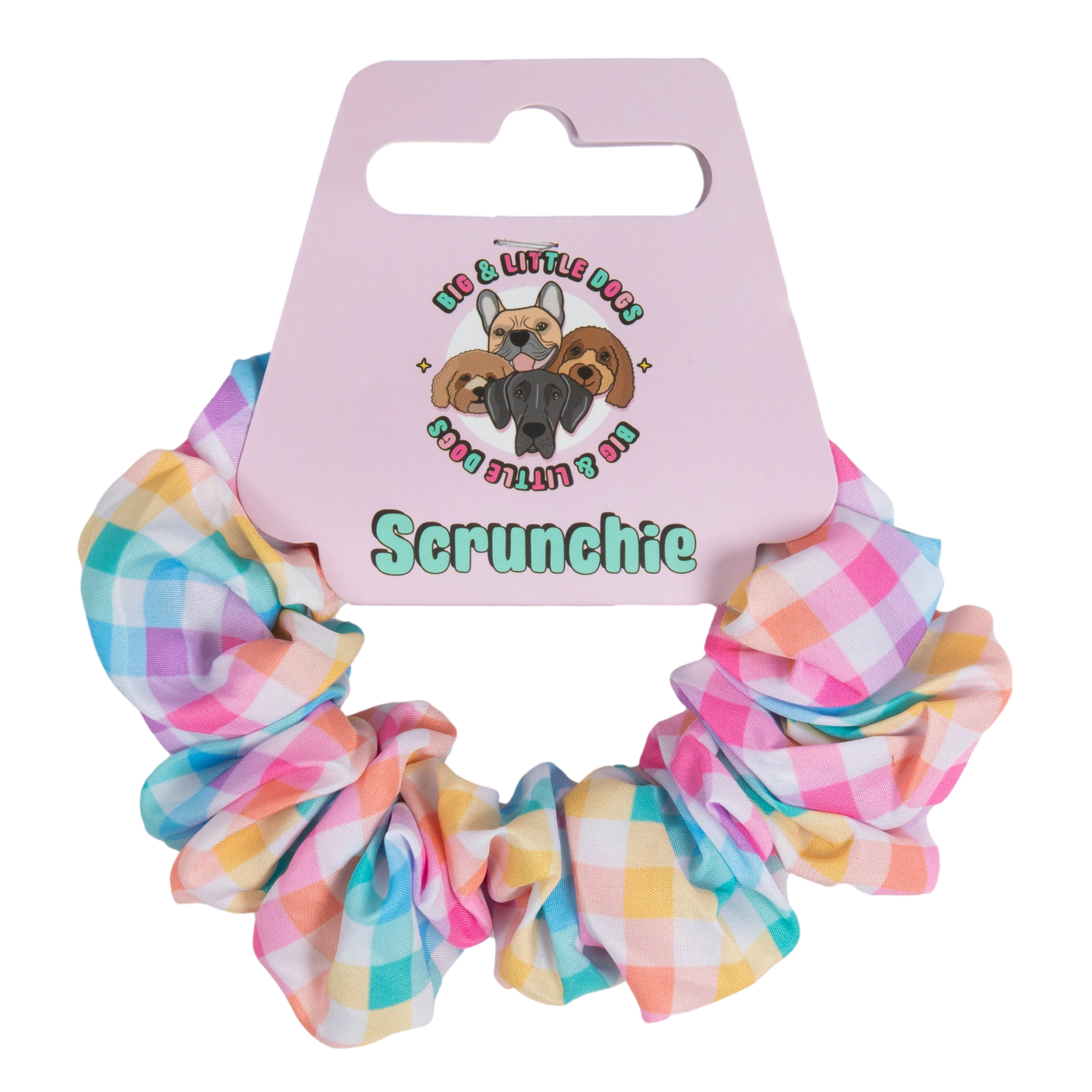 Hair Scrunchie Rainbow Gingham