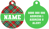 Pet ID Tag | Happy Holidays Plaid (Green)