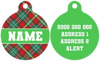 Pet ID Tag | Happy Holidays Plaid (Green)