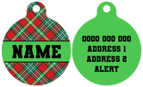 Pet ID Tag | Happy Holidays Plaid (Green)