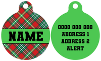 Pet ID Tag | Happy Holidays Plaid (Green)