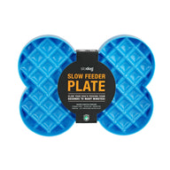 SloDog: No Gulp Bone-Shaped Slow Food Plate (Large) (Blue)