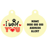 Pet ID Tag | I Woof You (Paw & Hearts)