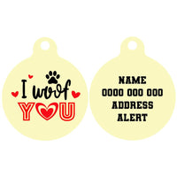 Pet ID Tag | I Woof You (Paw & Hearts)