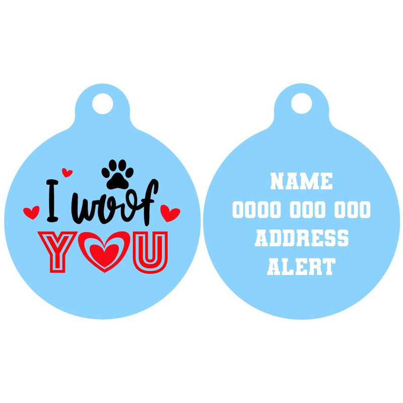 Pet ID Tag | I Woof You (Paw & Hearts)