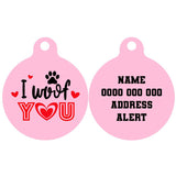 Pet ID Tag | I Woof You (Paw & Hearts)