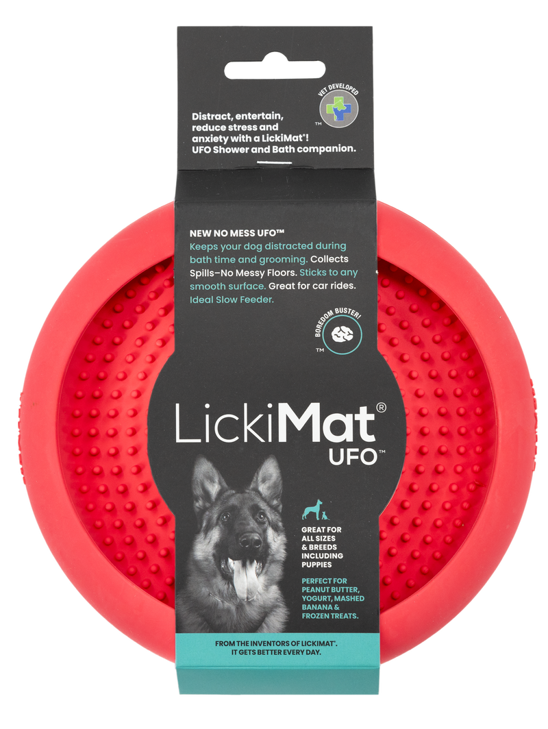 LICKIMAT: UFO Anti-Anxiety Licking Dog Bowl - Red