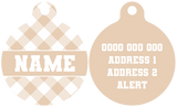 Pet ID Tag | Latte Gingham