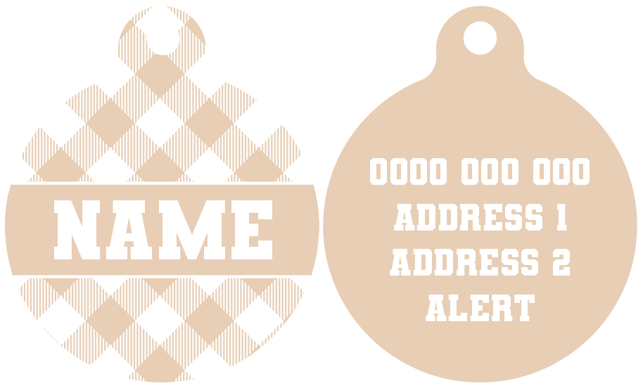 Pet ID Tag | Latte Gingham