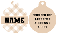 Pet ID Tag | Latte Gingham