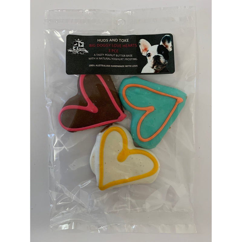DOG TREATS Huds and Toke Love Hearts | Large | 3 Pces