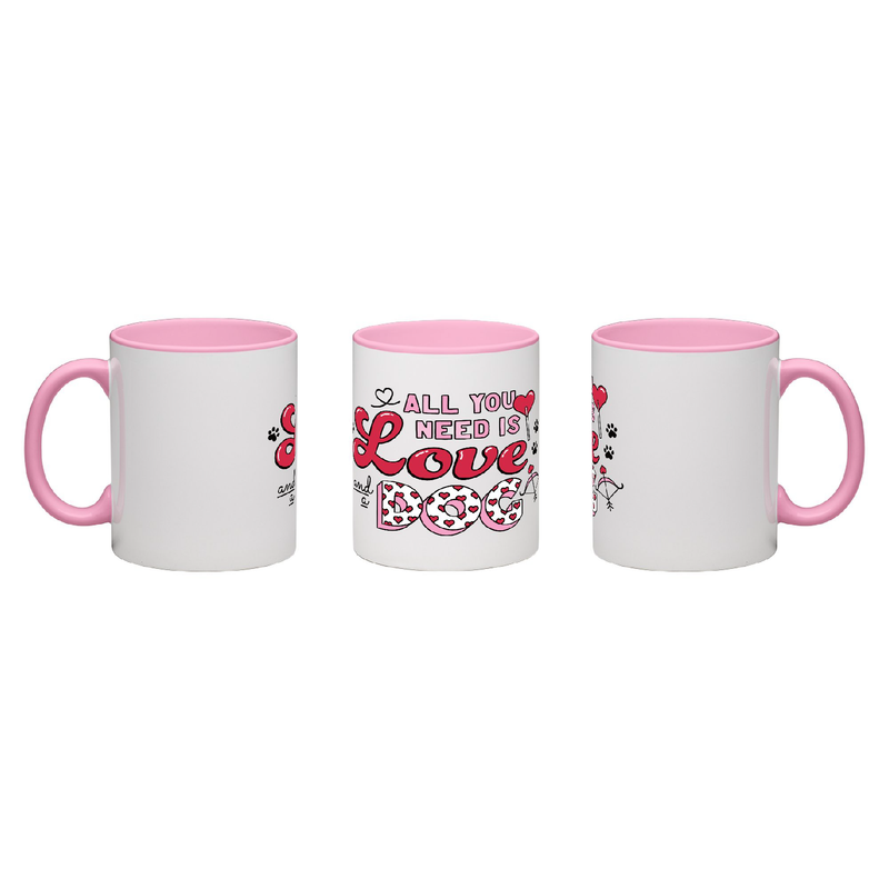 Coffee Mug: All You Need is Love and a Dog (Pink) {FINAL SALE}