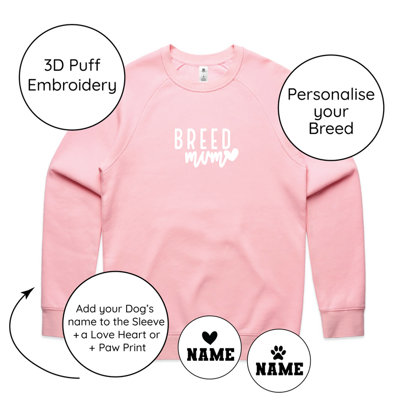 BLD LIFESTYLE CLUB CREW: "Breed Mum"| Pink (3D Puff Embroidery)