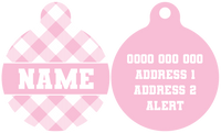 Pet ID Tag | Pink Milk Gingham