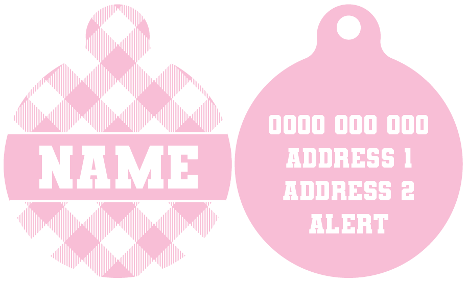 Pet ID Tag | Pink Milk Gingham