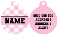 Pet ID Tag | Pink Milk Gingham