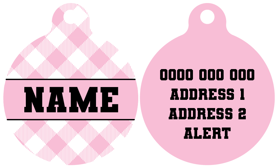 Pet ID Tag | Pink Milk Gingham