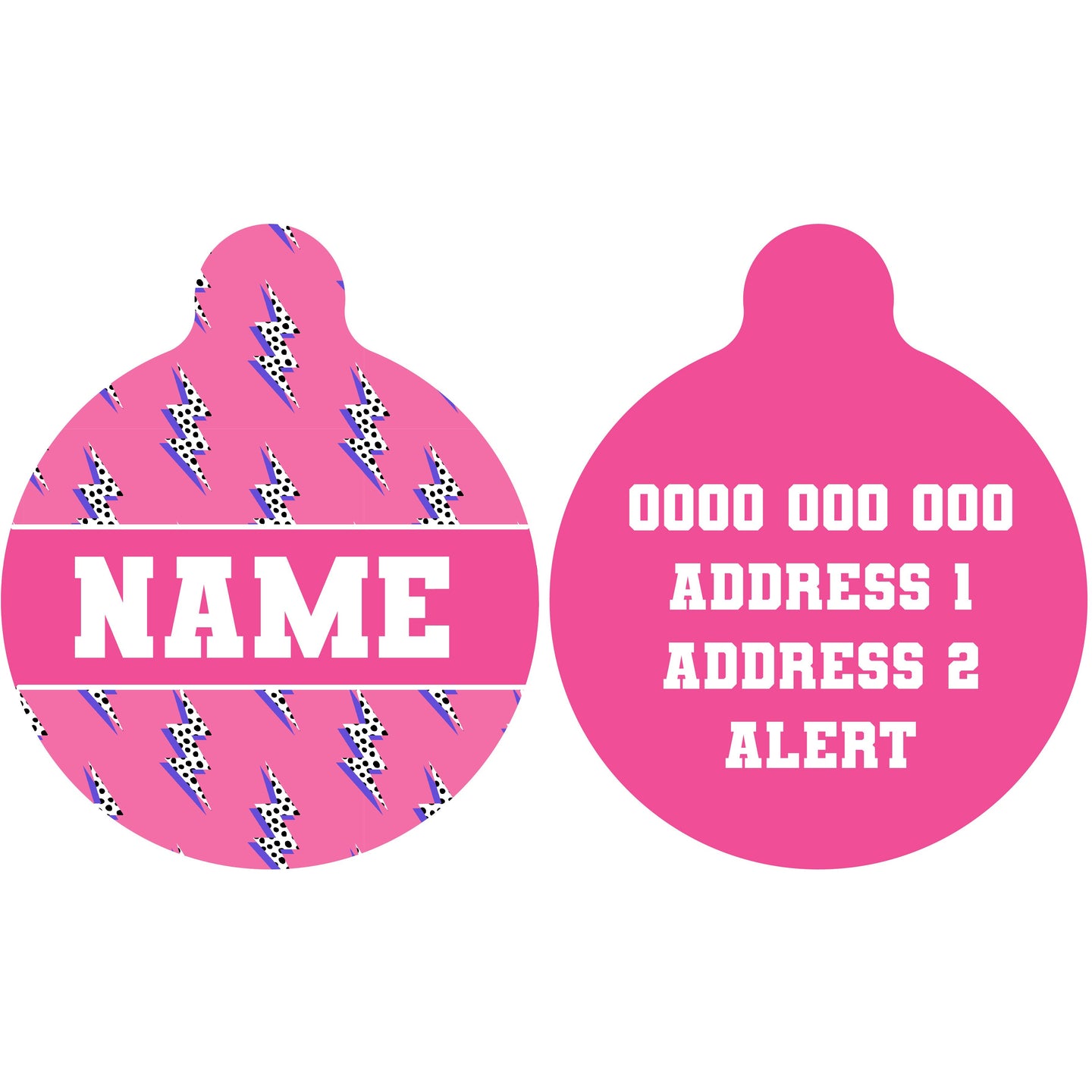 Pet ID Tag | Pink Lightning